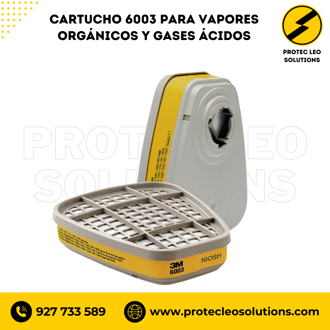 Cartucho 6003 3M para Vapores Orgánicos y Gases Ácidos
