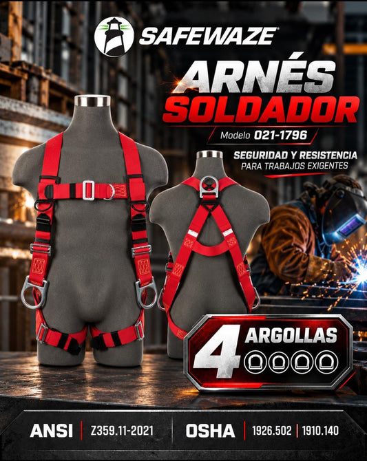 Arnés de soldador 4 argollas Safewaze 021-1796