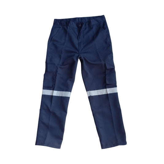 PANTALON DRIL CARGO AZUL MARINO CON CINTA REFLECTIVA