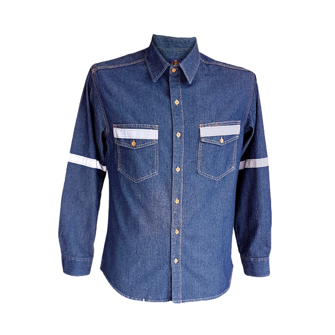 Camisa Jeans Procesado con Cinta Reflectiva