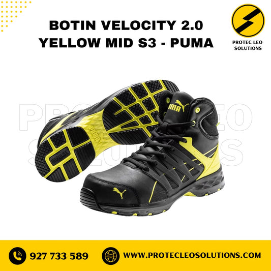 BOTA DE SEGURIDAD VELOCITY 2.0 YELLOW MID S3 ESD HRO SRC PUMA NEGRO
