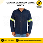 Camisa Jean con Cinta Mixta