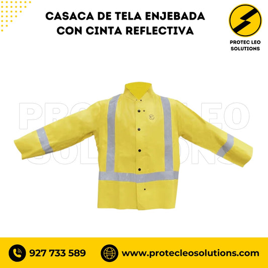 CASACA DE TELA ENJEBADA CON CINTA REFLECTIVA